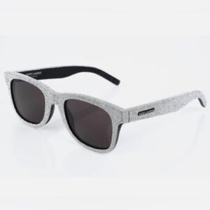 Saint Laurent SL51 052 Square Silver Glitter Sunglasses with Dark Lenses